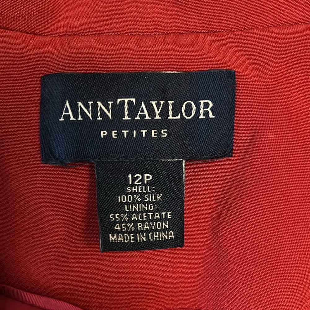 SILK ANN TAYLOR Red Blazer - Picture 3 of 7